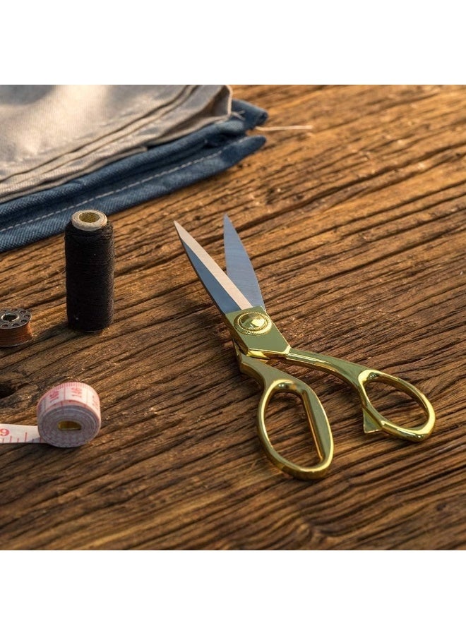 مقص خياطة ذهبي عالي الجودة 24 سم - مصنوع من الفولاذ المقاوم للصدأ المتين - مقاوم للصدأ، مناسب للاستخدام الاحترافي والمنزلي، لقص الأقمشة والجلود - Image 5